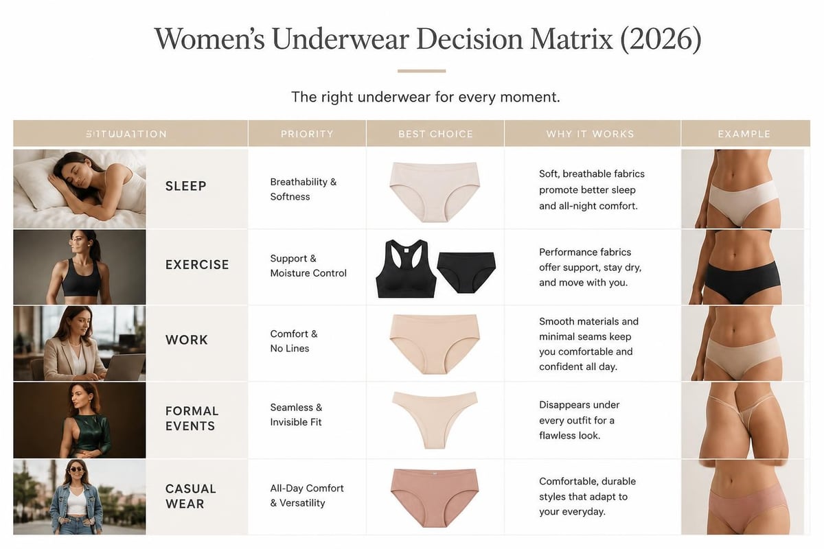 Underwear choices across different scenarios