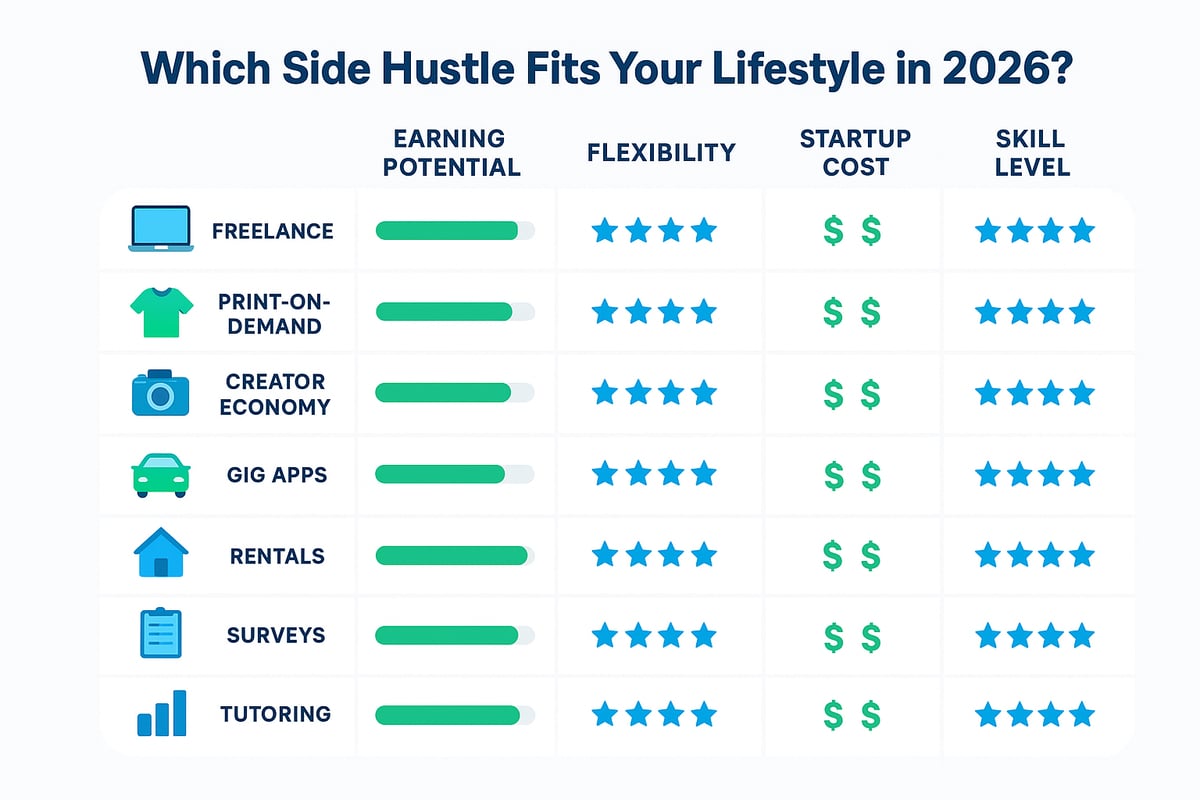 Visual Guide: Comparing the Top Ways to Earn Extra Cash