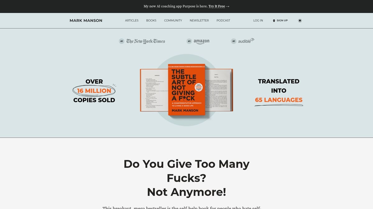 9 Essential Self Improvement Books PDF Picks for 2026 - The Subtle Art of Not Giving a F*ck by Mark Manson