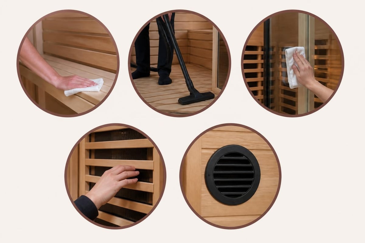 Weekly infrared sauna maintenance routine