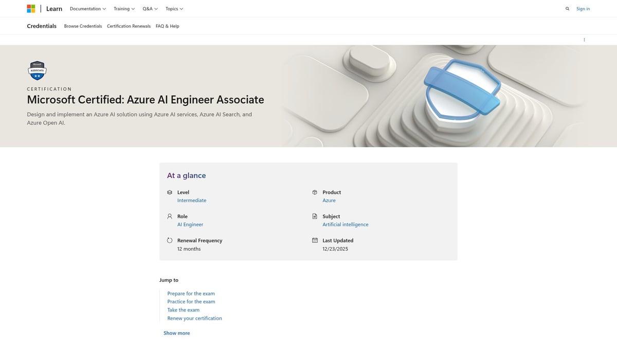 7 Essential Best Certification For Artificial Intelligence In 2026 - Microsoft Certified: Azure AI Engineer Associate
