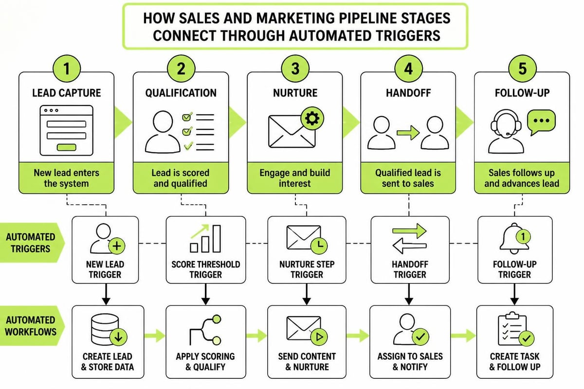 Pipeline stages and automation triggers