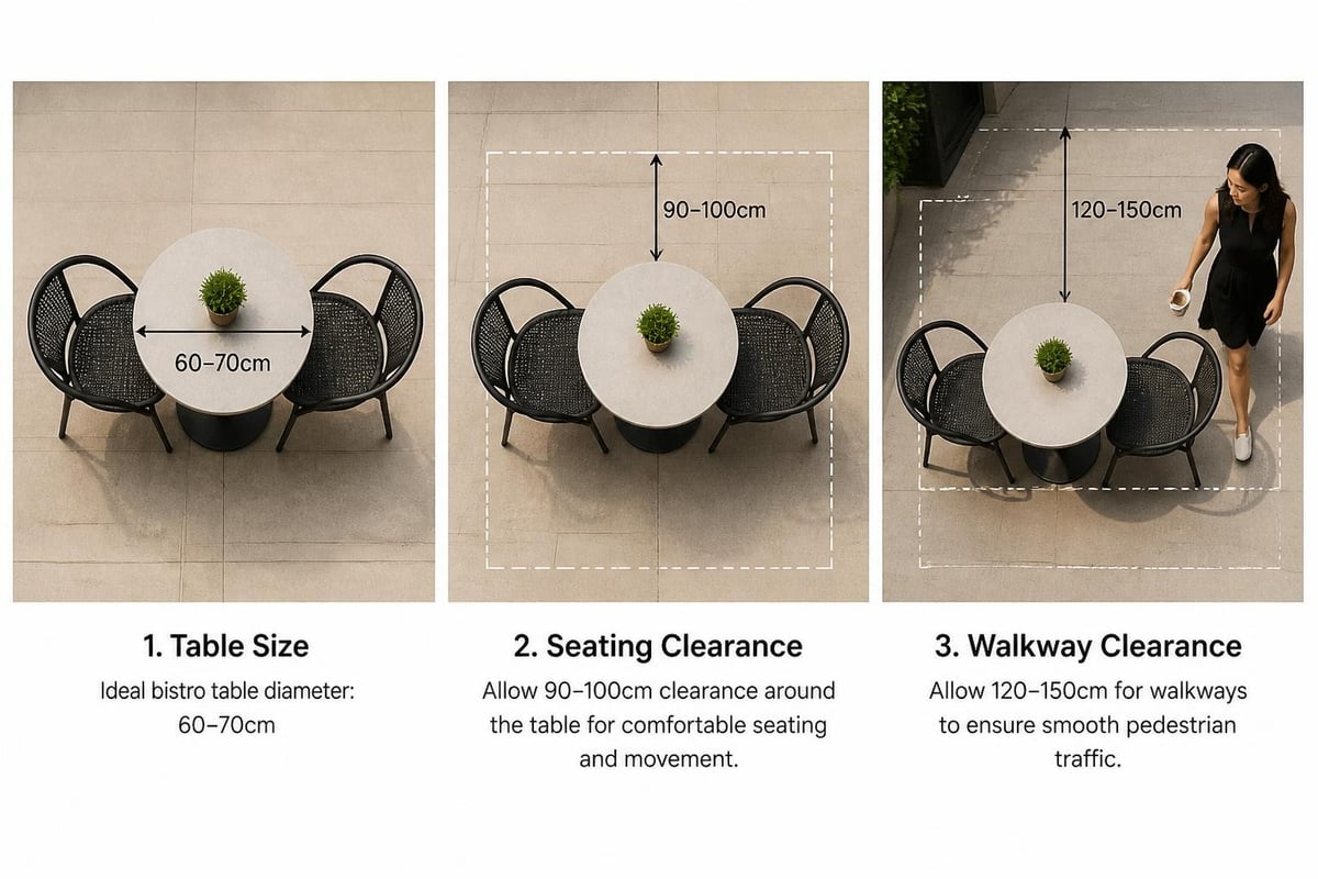 Bistro furniture sizing guide