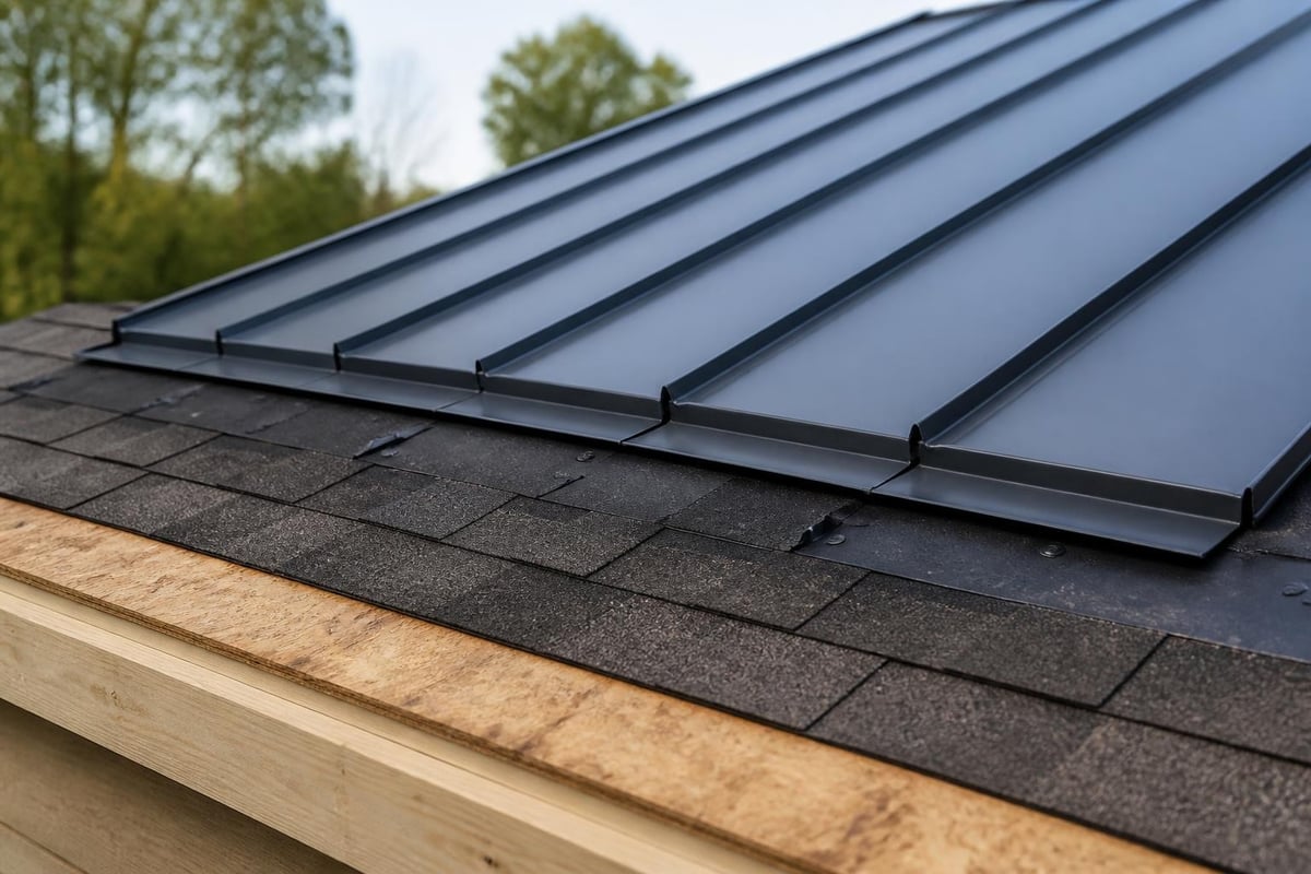 Metal roof installation over shingles
