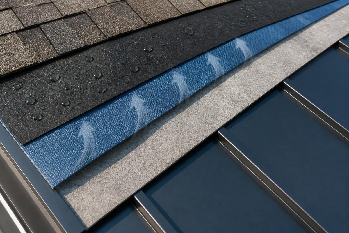 Roof underlayment layers
