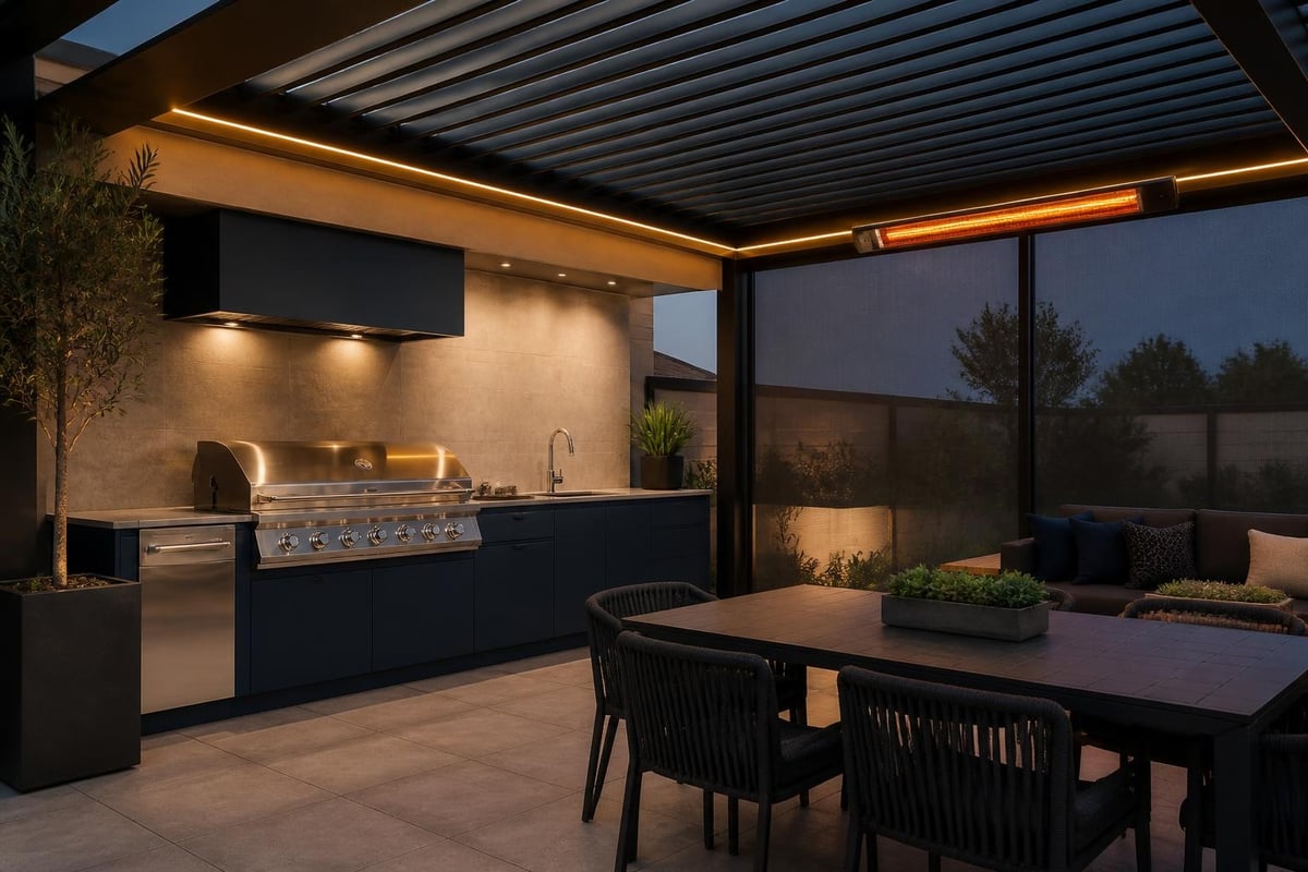 Outdoor kitchen shelter solutions
