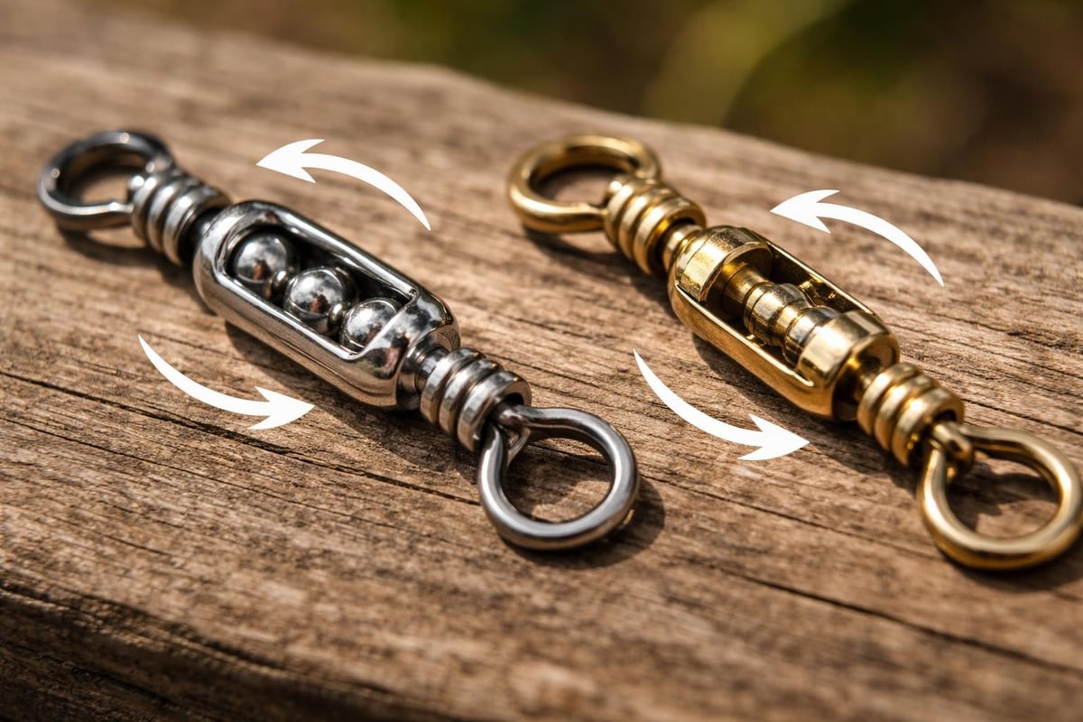 Snap swivel components and rotation mechanism