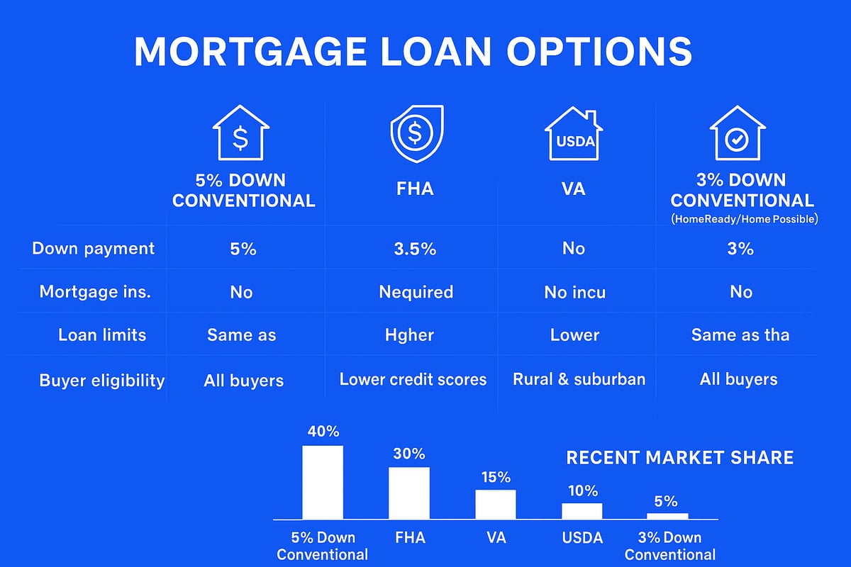 Comparing 5% Down Conventional Loans to Other Low Down Payment Options