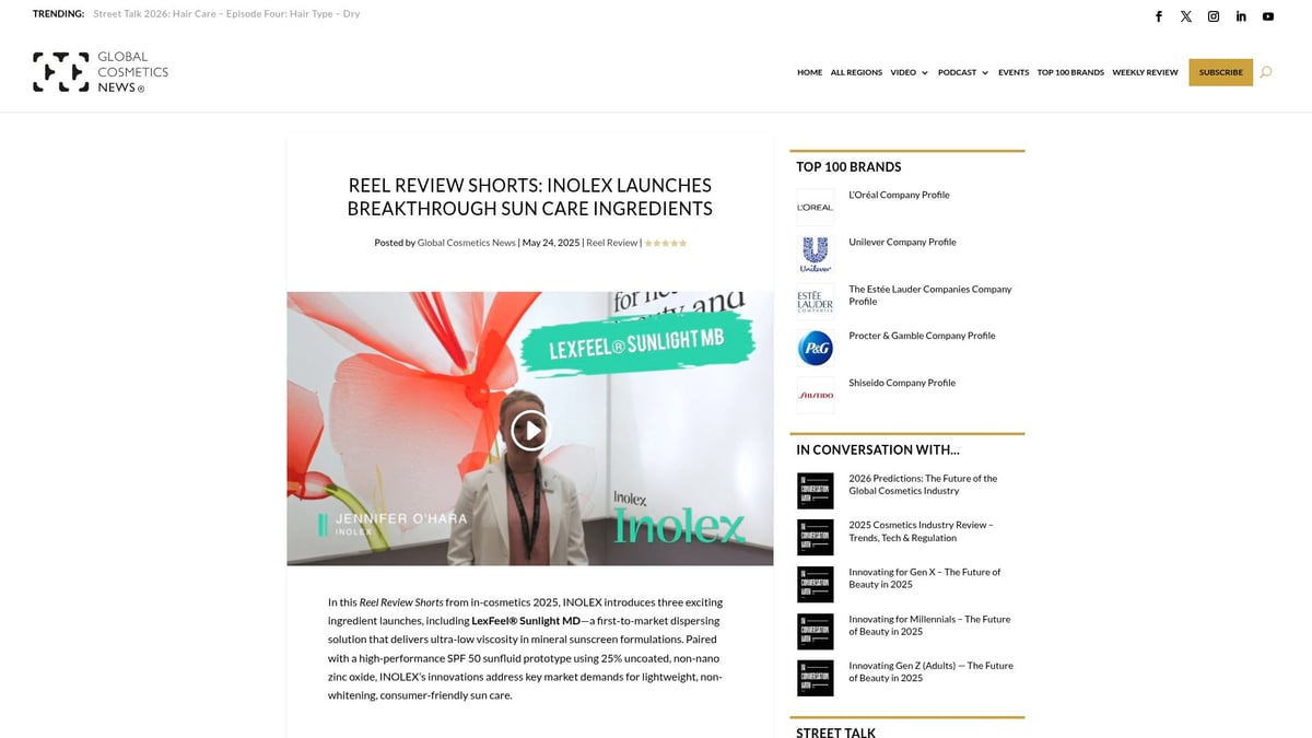 12 Top Cosmetics to Try in 2026 - INOLEX Sun Care Ingredients