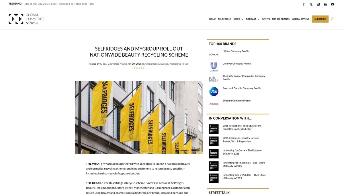 12 Top Cosmetics to Try in 2026 - Selfridges Beauty Recycling Scheme