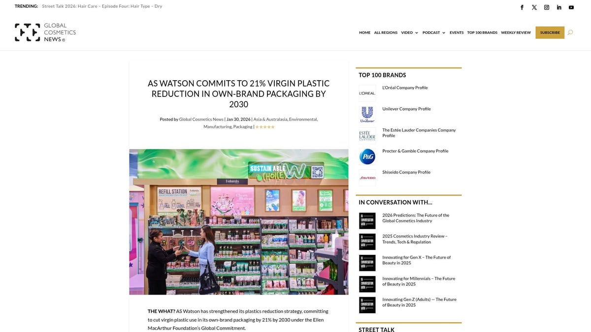 12 Top Cosmetics to Try in 2026 - AS Watson Own-Brand Sustainable Packaging