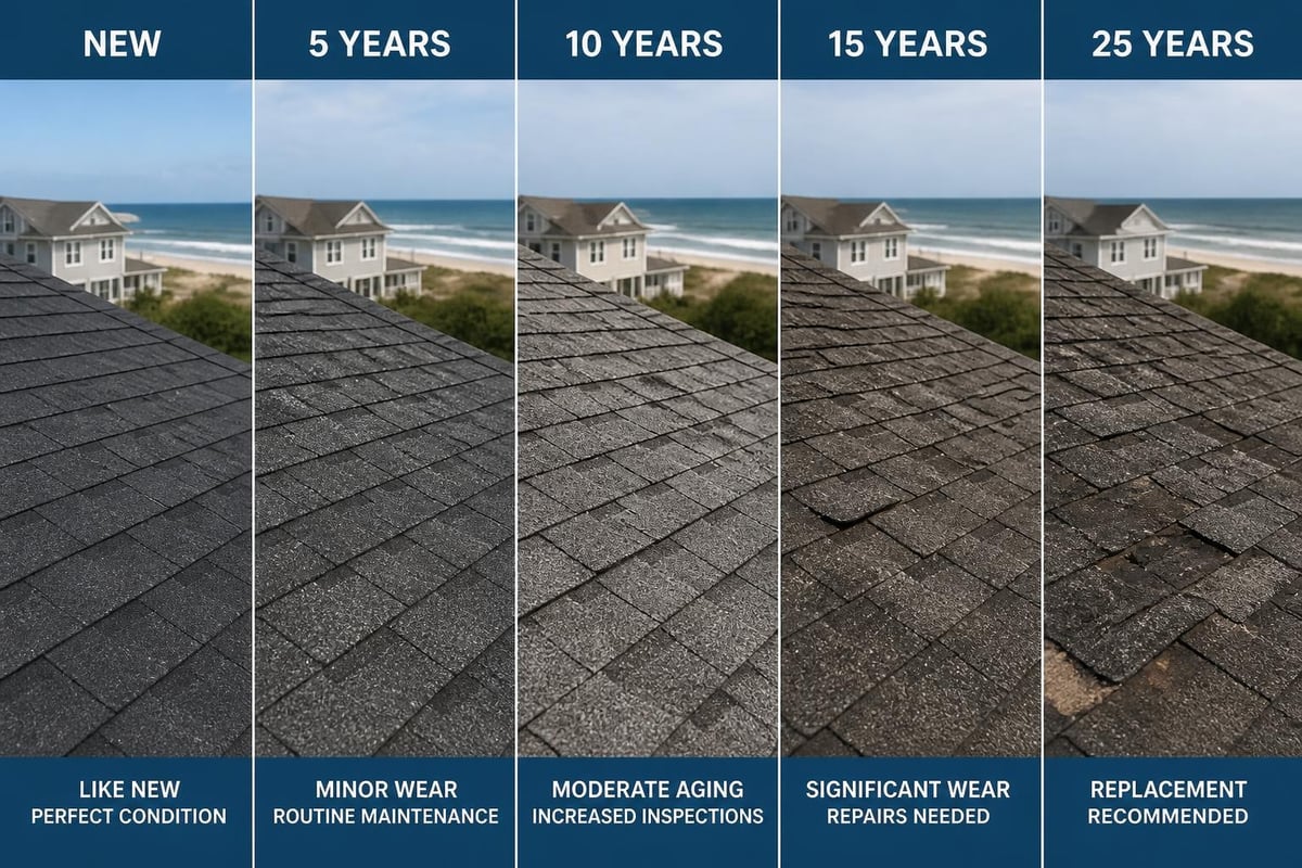 Roof aging timeline in North Carolina
