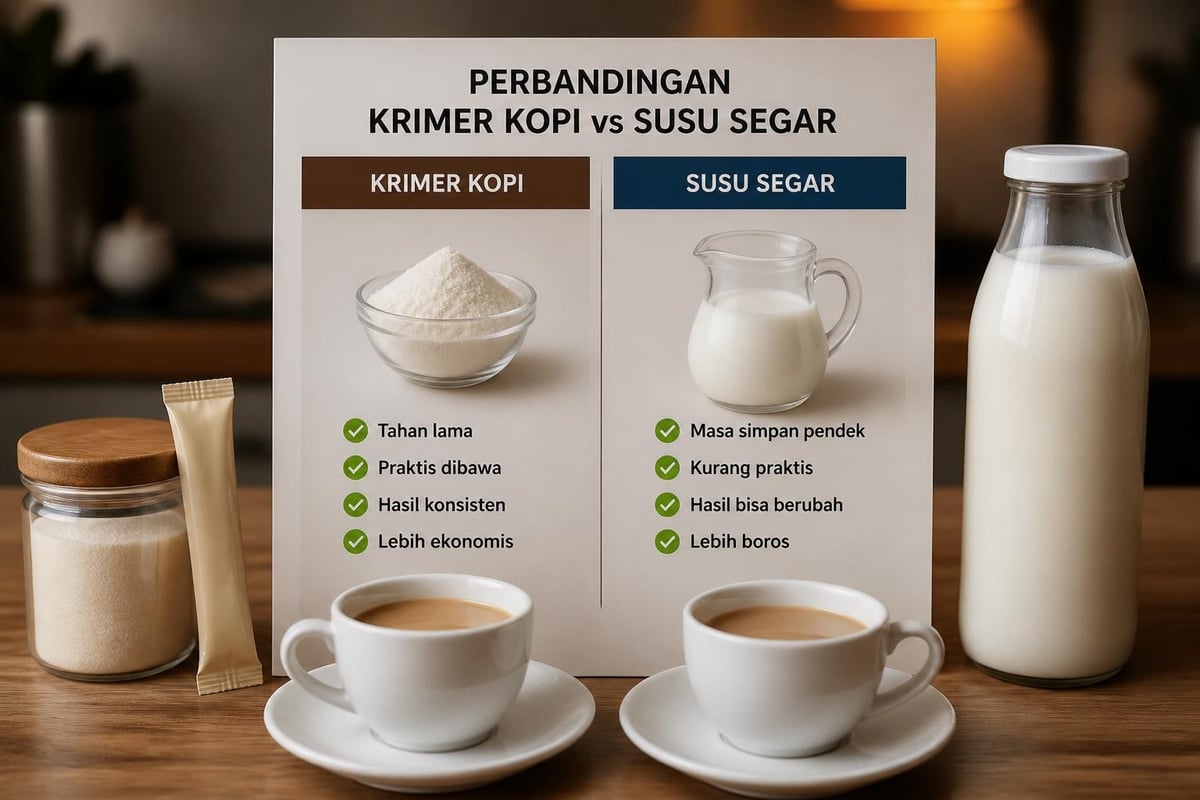 Perbandingan krimer dan susu untuk kopi
