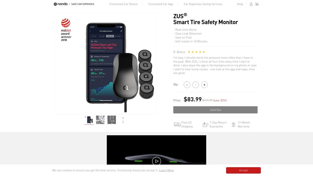9 Essential Auto Accessories Online for 2026 Drivers - Nonda ZUS Smart Tire Safety Monitor