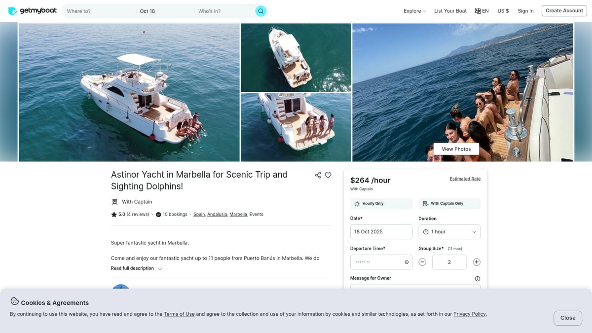 7 Best Marbella Rent Boat Experiences for 2025 - Astinor Yacht in Marbella for Scenic Trip and Sighting Dolphins!