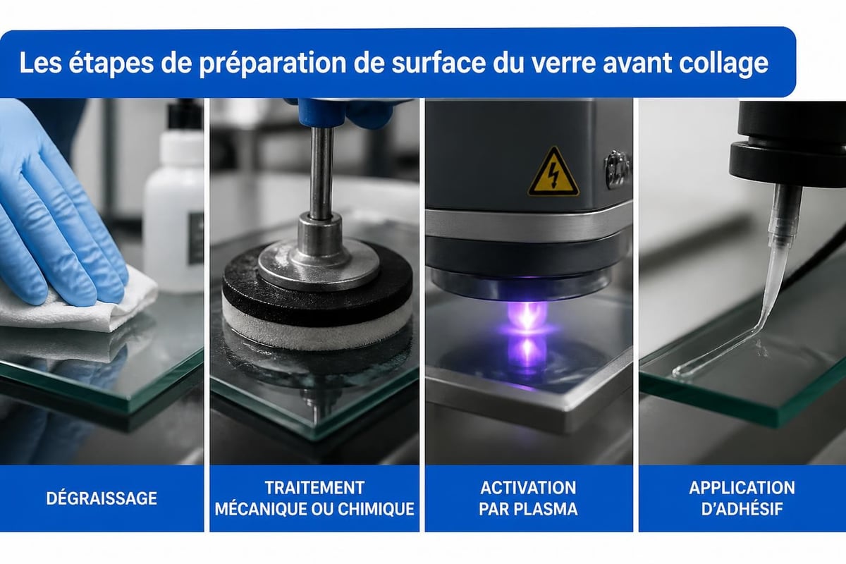 Préparation de surface pour collage verre