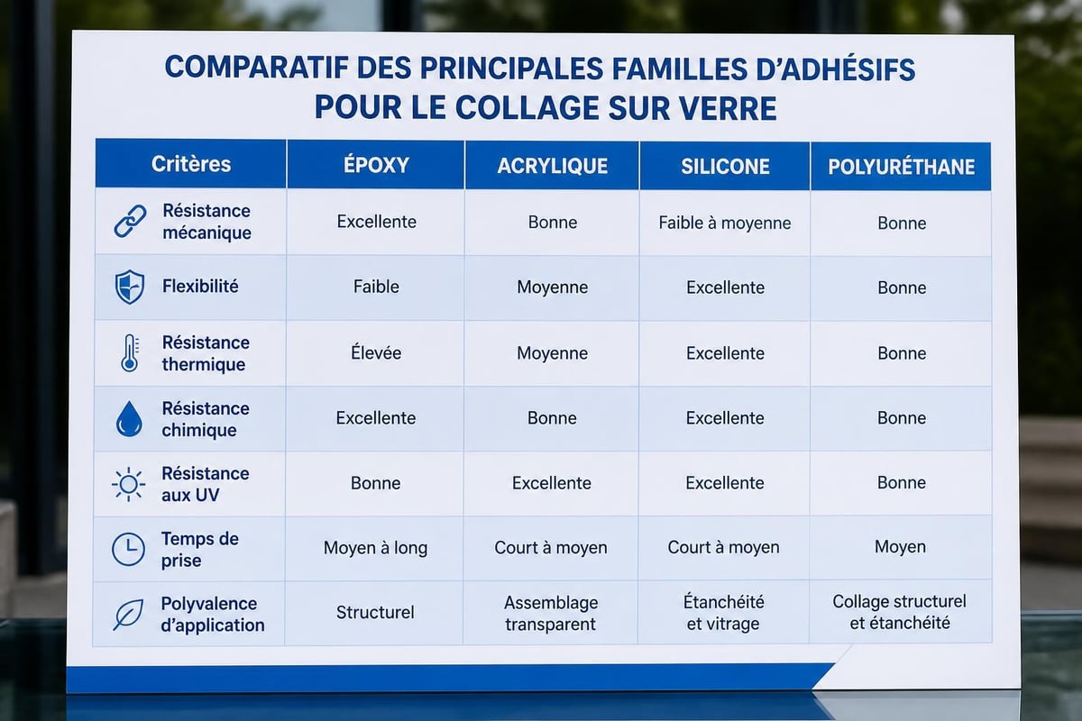 Comparaison adhésifs pour verre