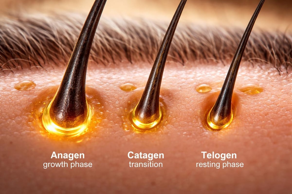 Mustache hair growth cycle phases