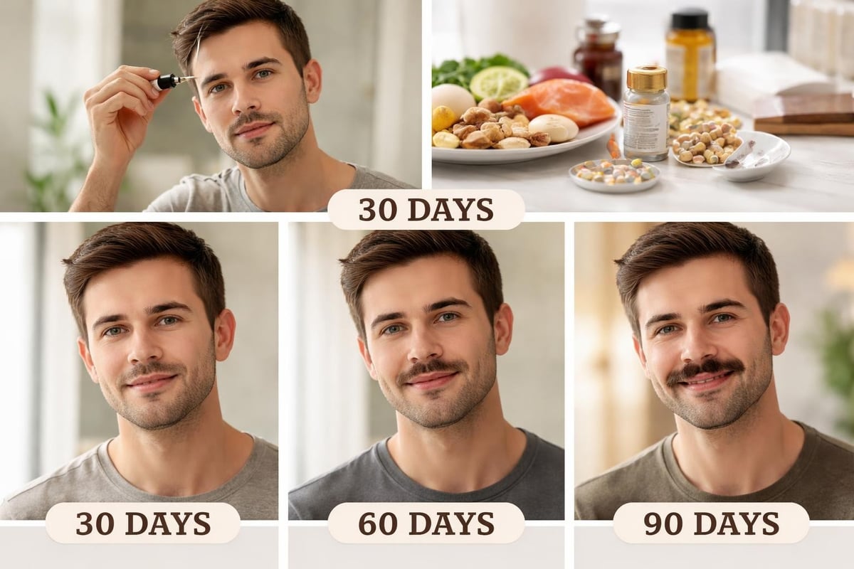Mustache growth routine timeline