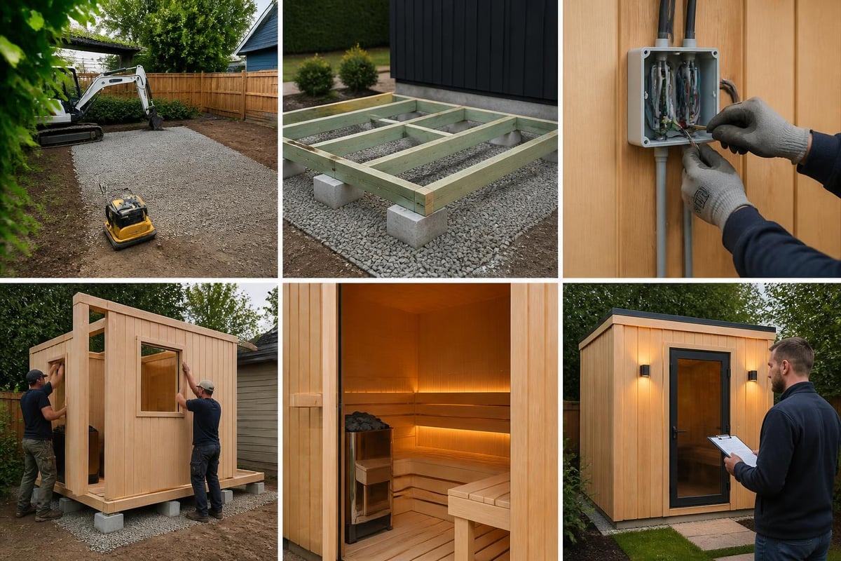 Exterior sauna installation steps