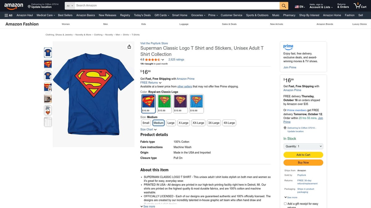 Top 10 T Shirt Best Sellers to Shop in 2025 - Superman Classic Logo T Shirt and Stickers, Unisex Adult T Shirt Collection
