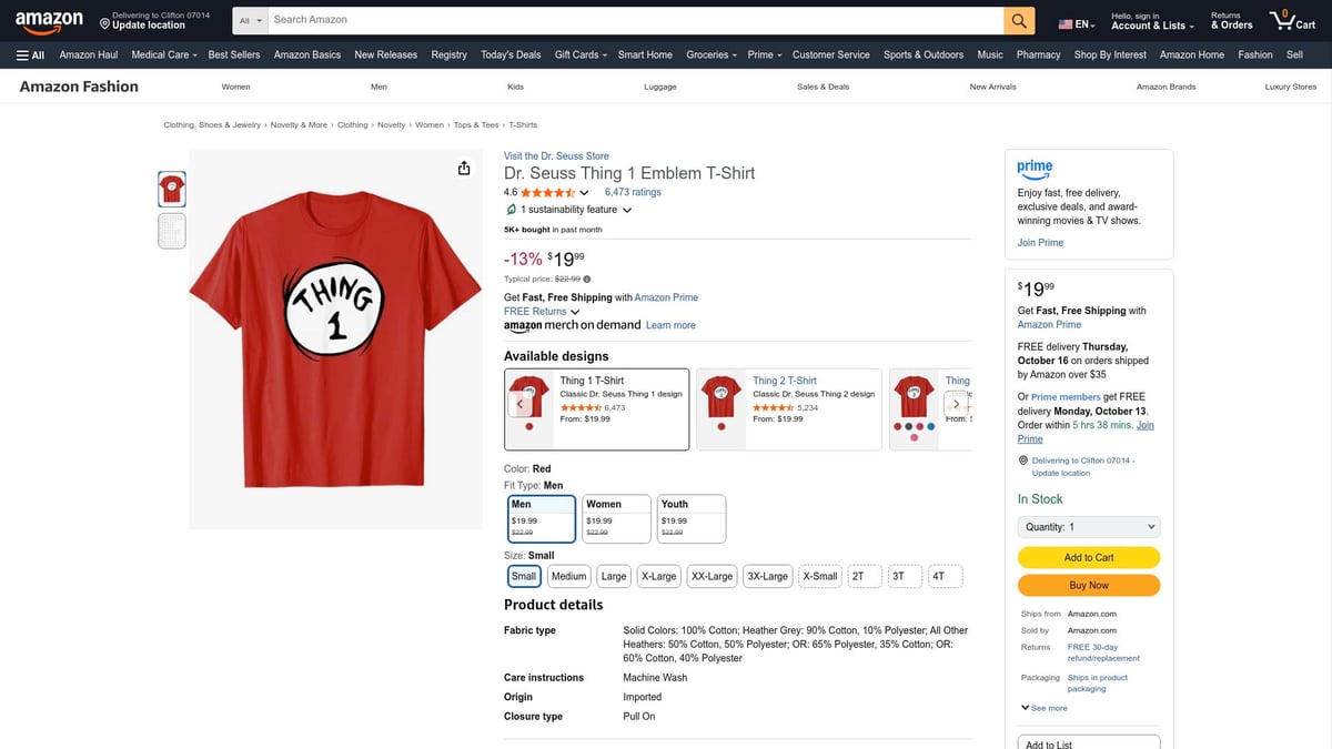 Top 10 T Shirt Best Sellers to Shop in 2025 - Dr. Seuss Thing 1 Emblem T-Shirt