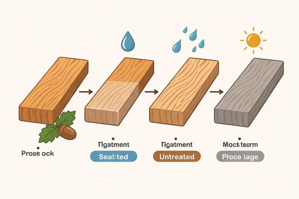 Oak timber weathering comparison