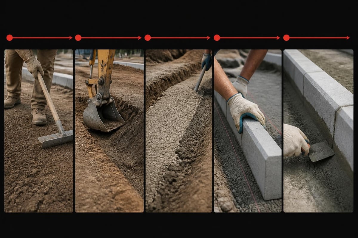 Trief kerbing installation process