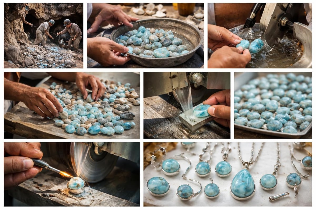 Larimar mining to jewelry process