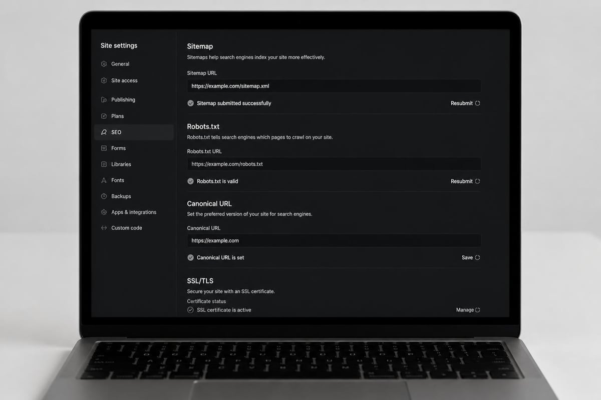 Webflow technical SEO setup