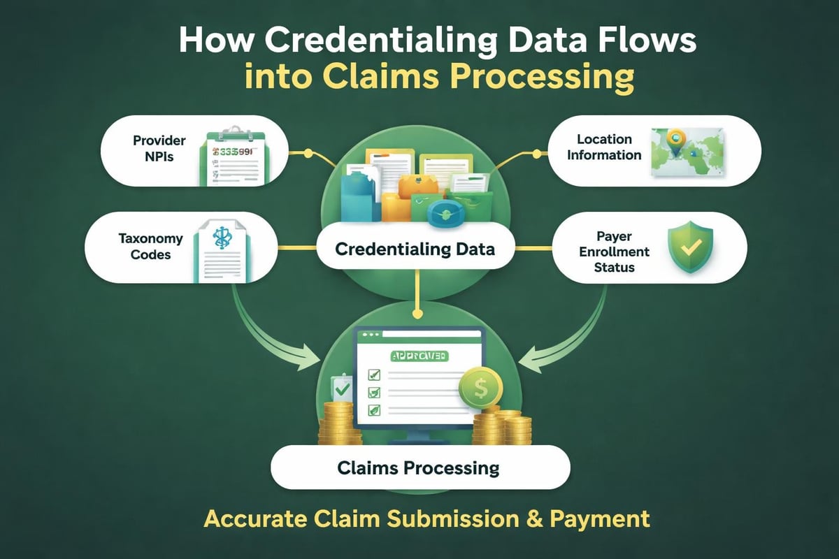 Credentialing integration with claims processing