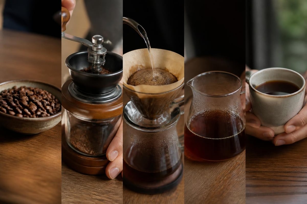 Single cup pour over brewing process