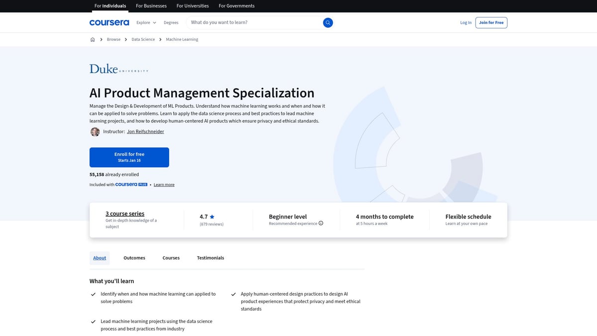 Top 10 AI Management Courses to Boost Your Career in 2026 - AI Product Management Specialization (Duke University)