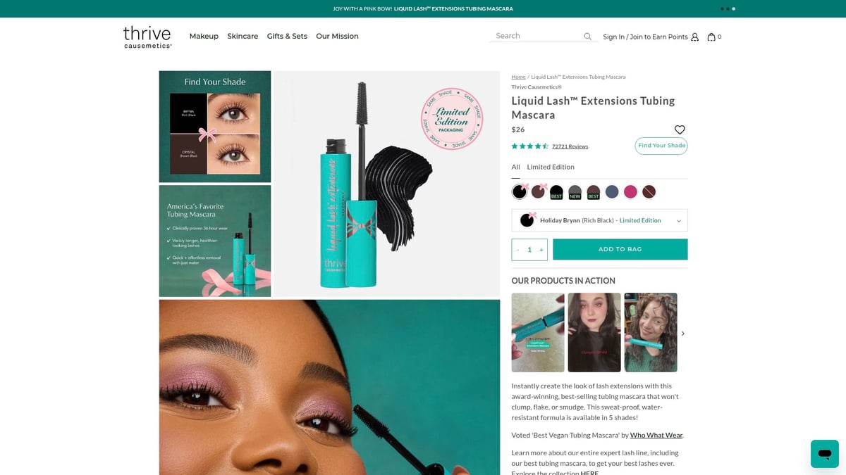 6 Must-Try Tubing Mascara Picks for Effortless Lashes 2025 - Thrive Causemetics Liquid Lash Extensions Mascara