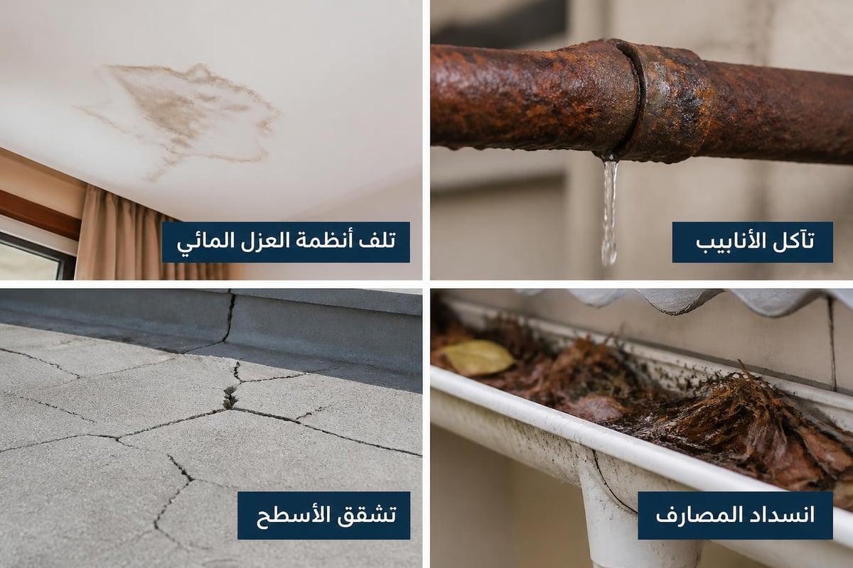 أسباب تسرب المياه من السقف