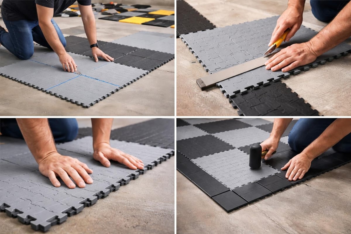 Interlocking tile installation steps