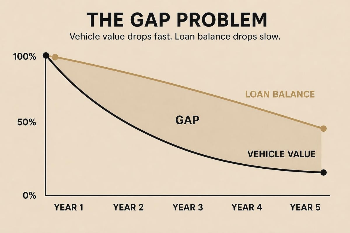 Asset depreciation versus loan paydown timeline