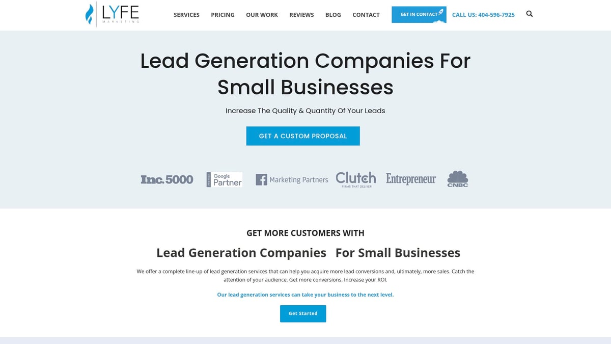 Top 7 Lead Generation Companies For Small Businesses 2025 - LYFE Marketing