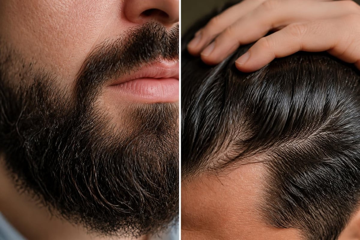 Beard hair structure versus scalp hair