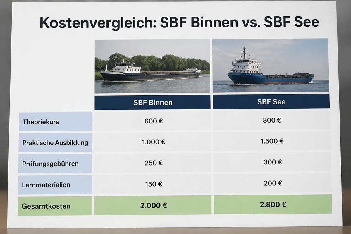 Cost breakdown for German boat licenses