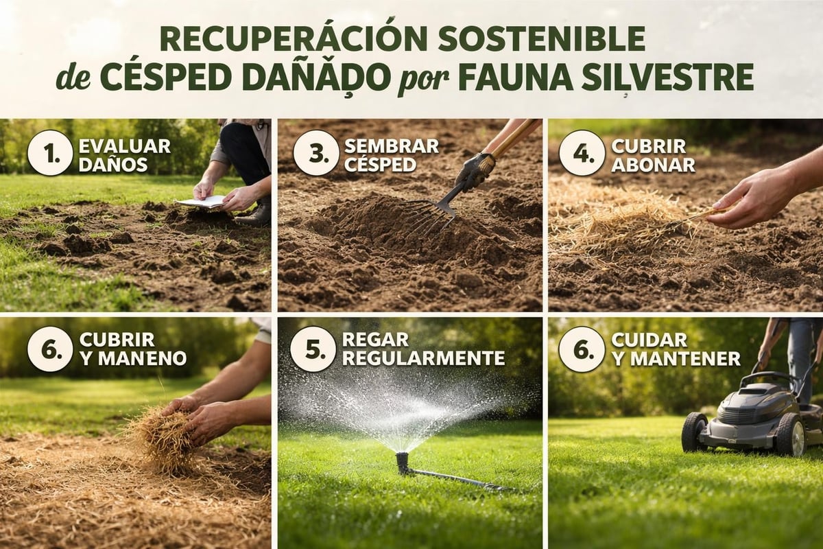Proceso de restauración de césped