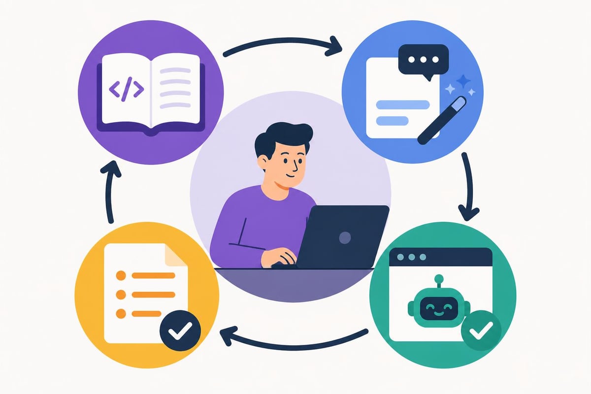 Workflow connecting JavaTpoint learning to AI implementation