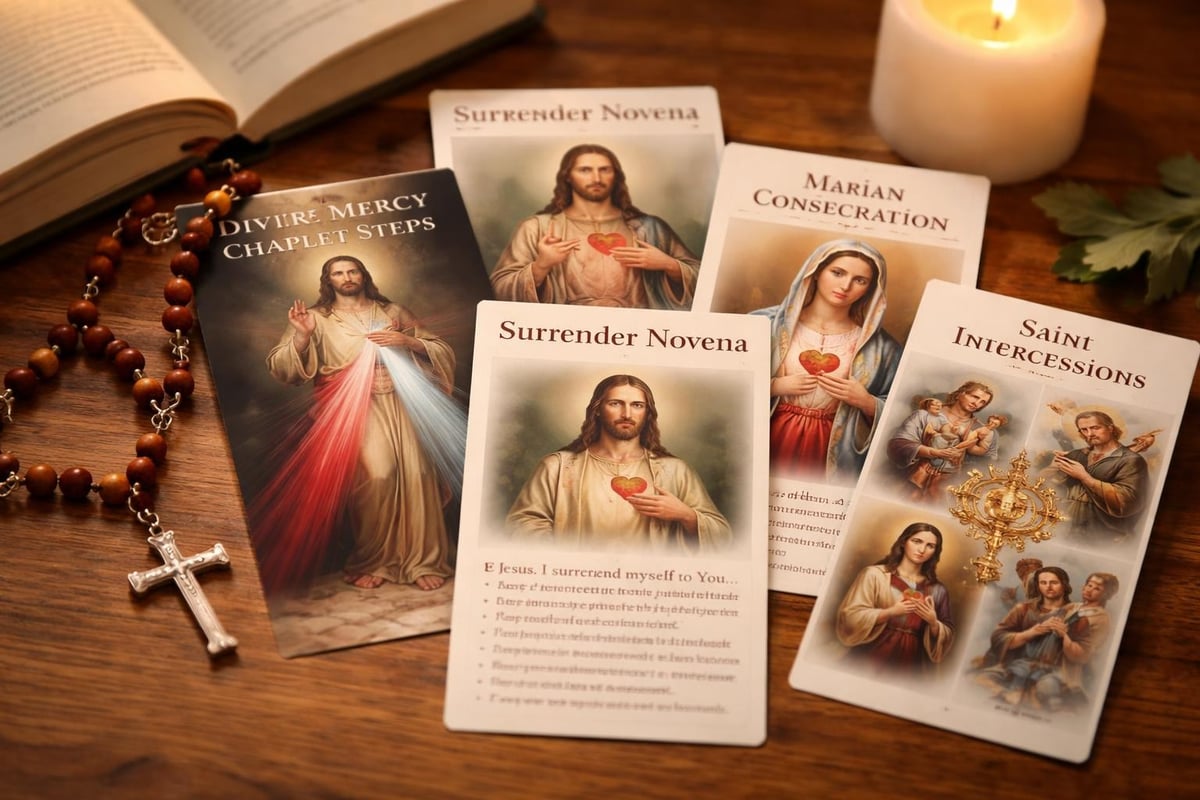 Popular Catholic devotions on prayer cards
