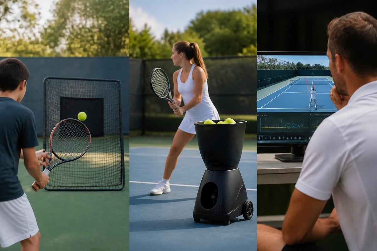 Tennis practice progression tools