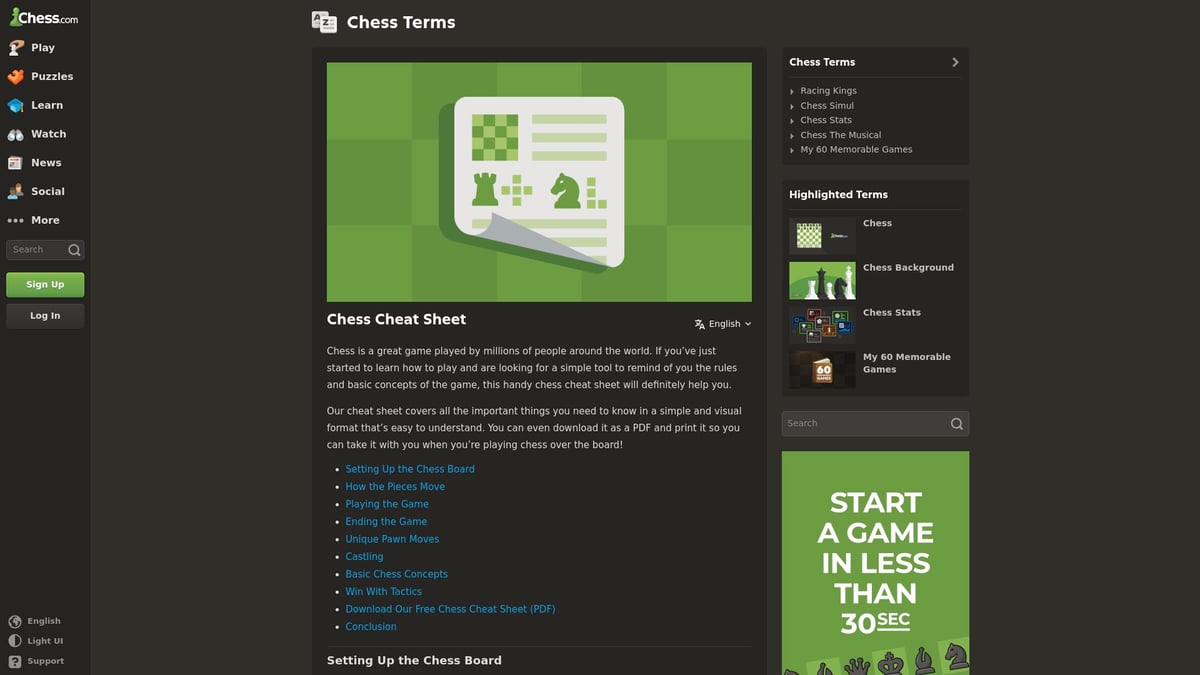 6 Best Chess PDF Free Download Resources for 2026 - Chess.com – Free Chess Cheat Sheet PDF