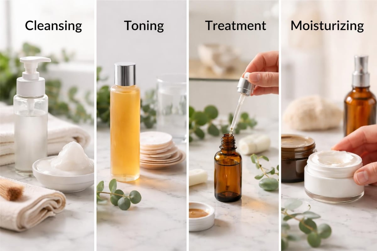 Skincare routine steps