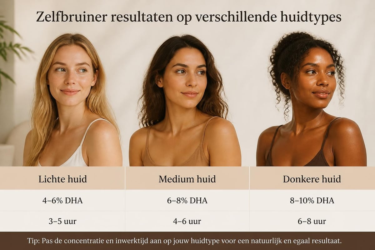 Verschillende huidtypes met zelfbruiner