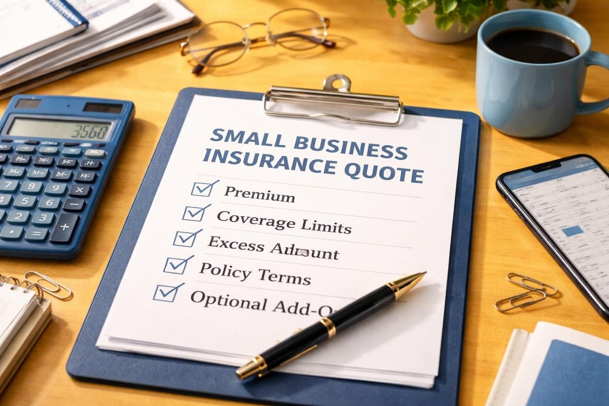 Business insurance quote components