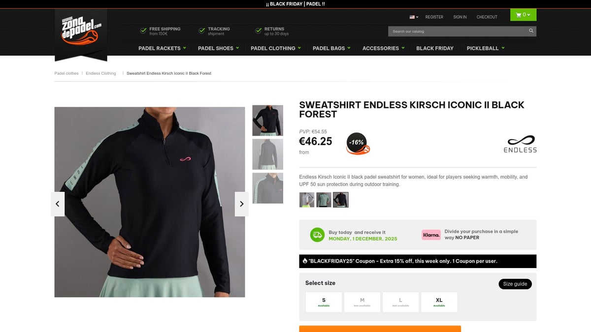 Top 8 Padel Sweatshirts for Style and Comfort in 2025 - Sweatshirt Endless Kirsch Iconic II Black Forest