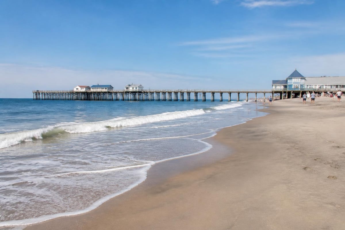 Old Orchard Beach pier and coastline